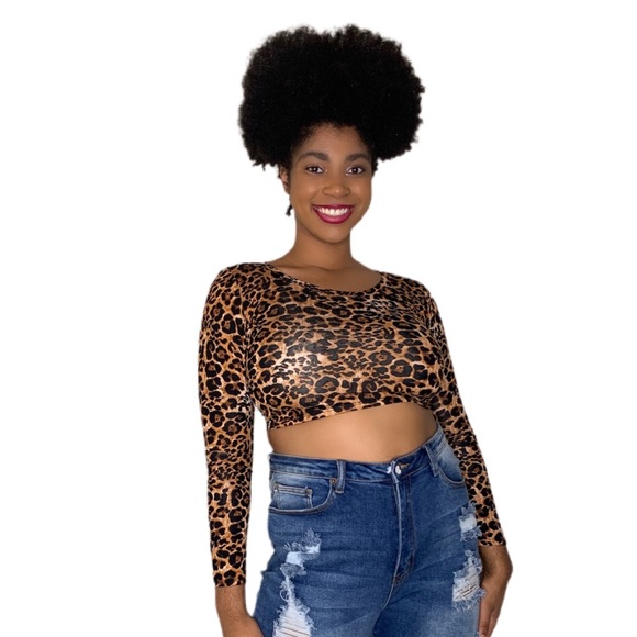 Tops - Animal Pattern Cropped Plus Size Top